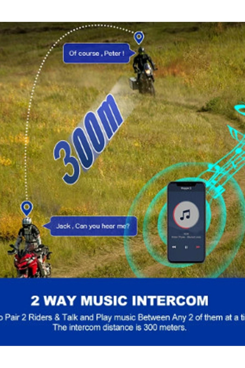 ﻿y10 2x Motosiklet Kask İntercom Çift Eşleşme Rgb Işıklı Bluetooth Kulaklık 5,3 - Görsel 4