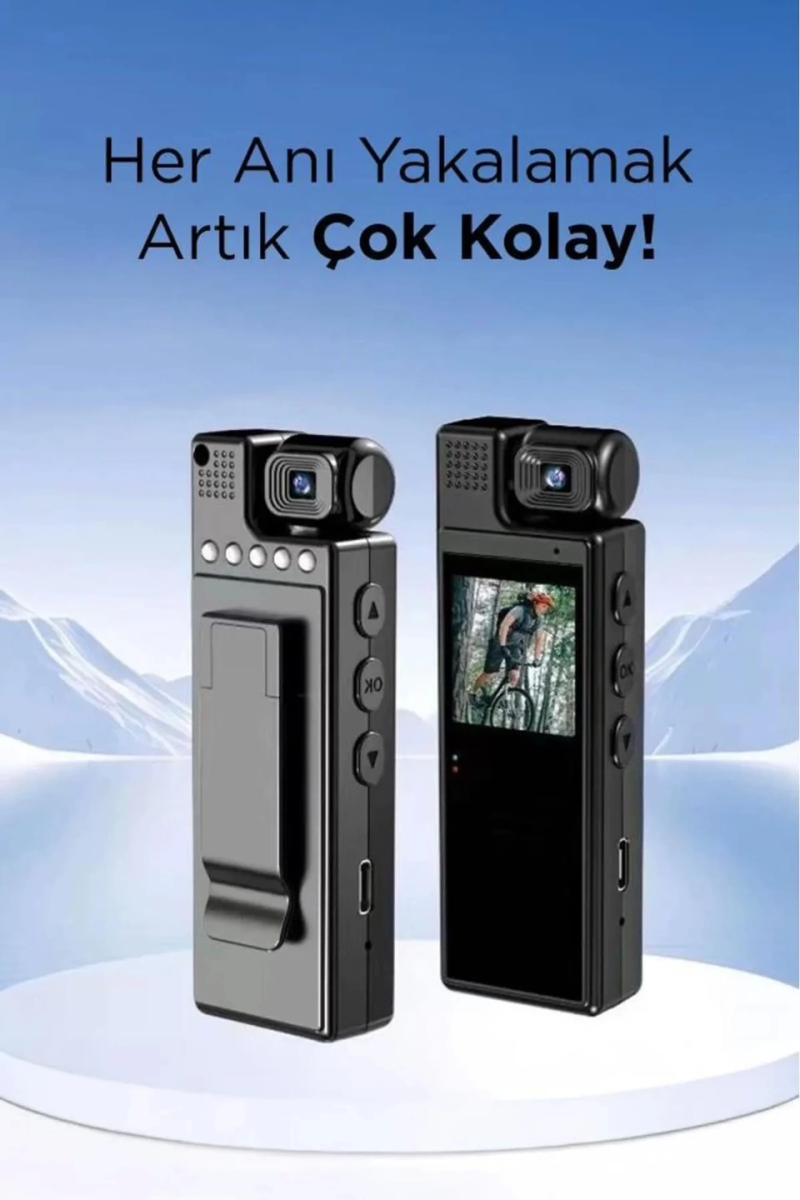 4k 180 Derece Vücut Kamerası Wifi Gece Görüşlü Aksiyon Kamerası - Görsel 4
