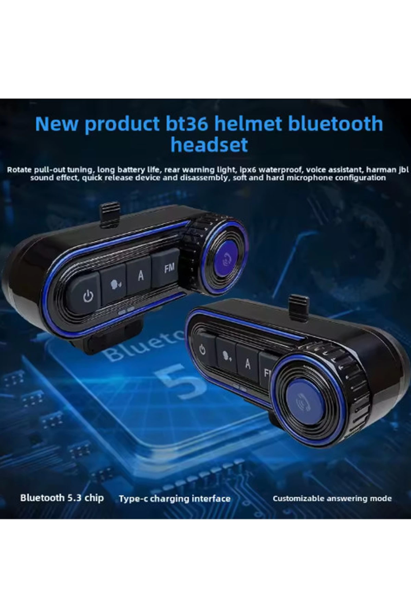 Bt36 Kask Kulaklık Bluetooth Motosiklet Kulaklık Intercom 5.3 - Görsel 3