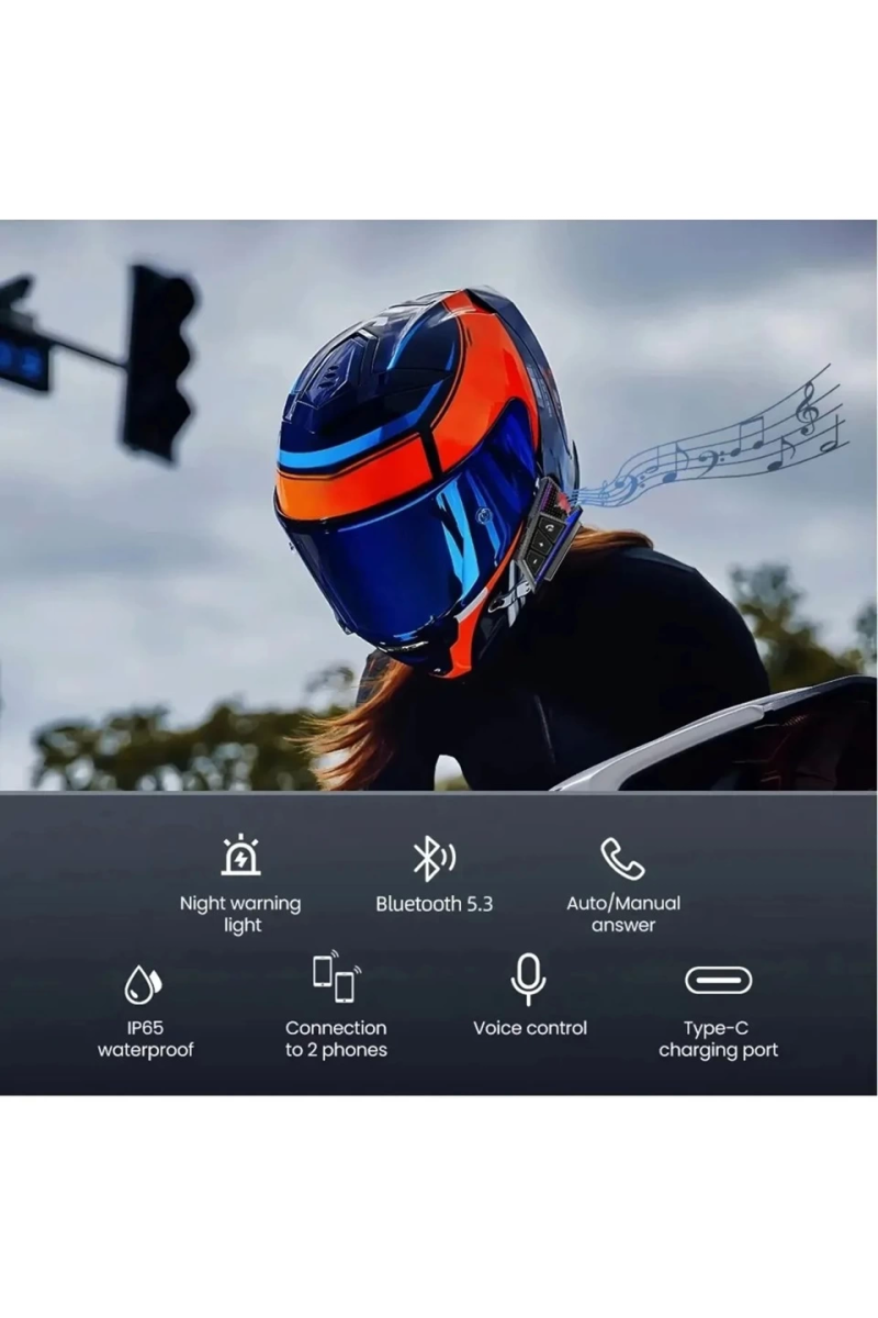 Bt40 Kask Kulaklık Bluetooth Motosiklet Kulaklık Intercom 5.3 - Görsel 2