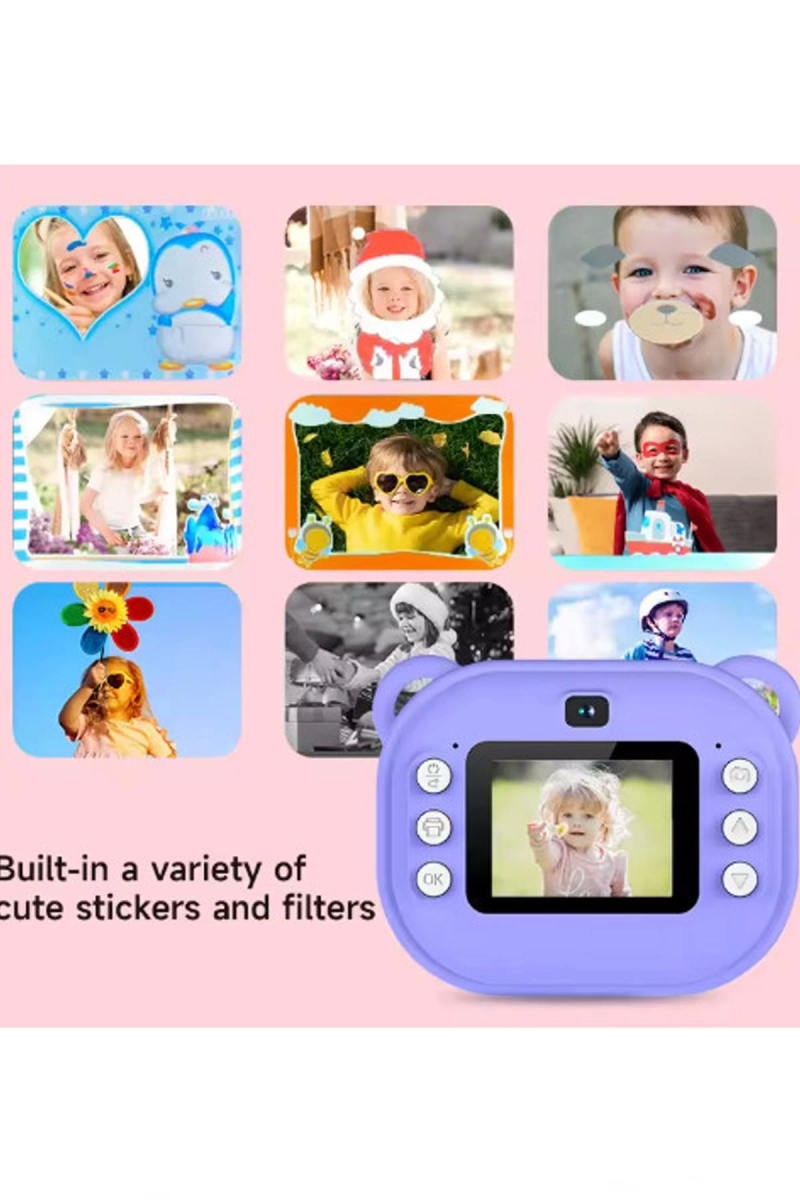 Dijital Video Kayıt Fotoğraf Çocuk Kamerası Anlık Termal Resim Kağıt Baskılı Vtn-09 - Görsel 5