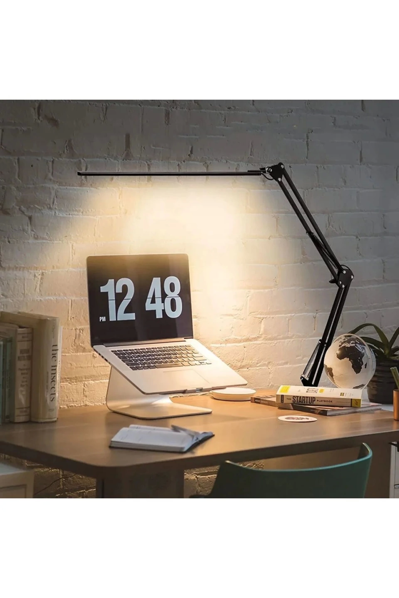 Katlanabilir Led Işık Masa Tutucu Mengeneli Metal 3 Renk Okuma Işığı Çalışma Masası Usbli - Görsel 2