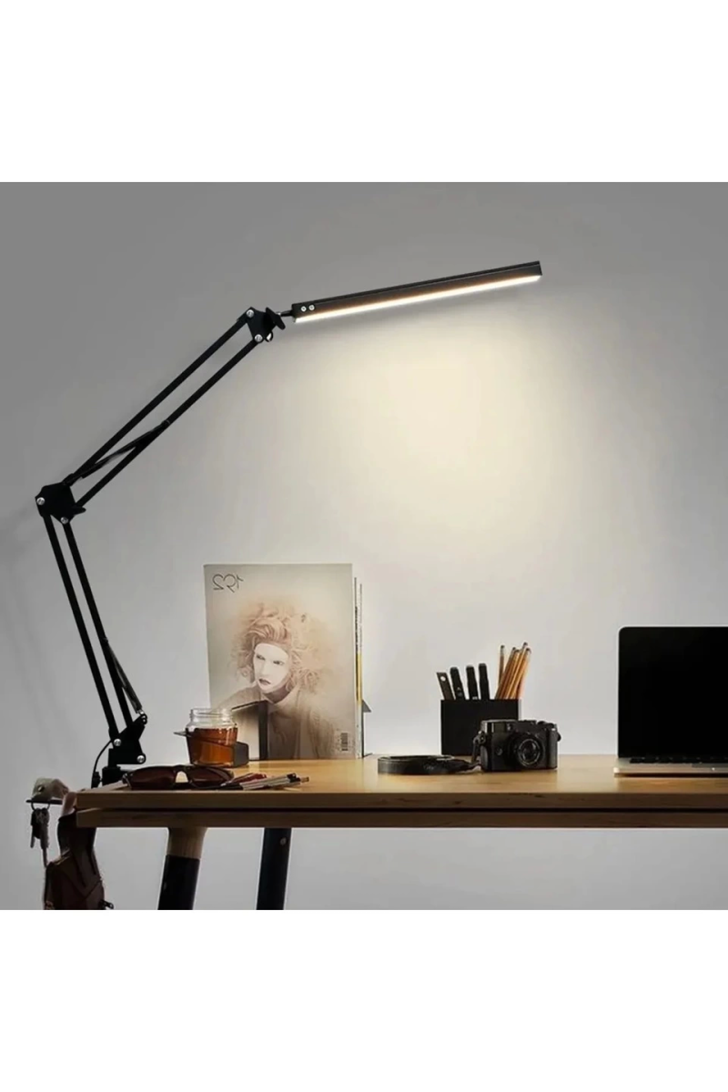 Katlanabilir Led Işık Masa Tutucu Mengeneli Metal 3 Renk Okuma Işığı Çalışma Masası Usbli - Görsel 3