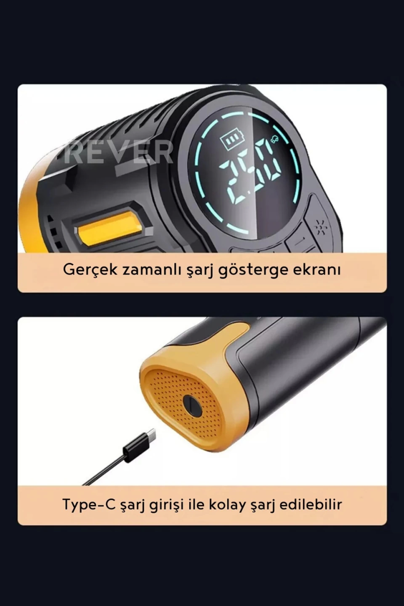 Şarjlı 3600 Mah Oto Araç Hava Kompresörü Motosiklet Bisiklet Araç Lastik Pompası - Görsel 4
