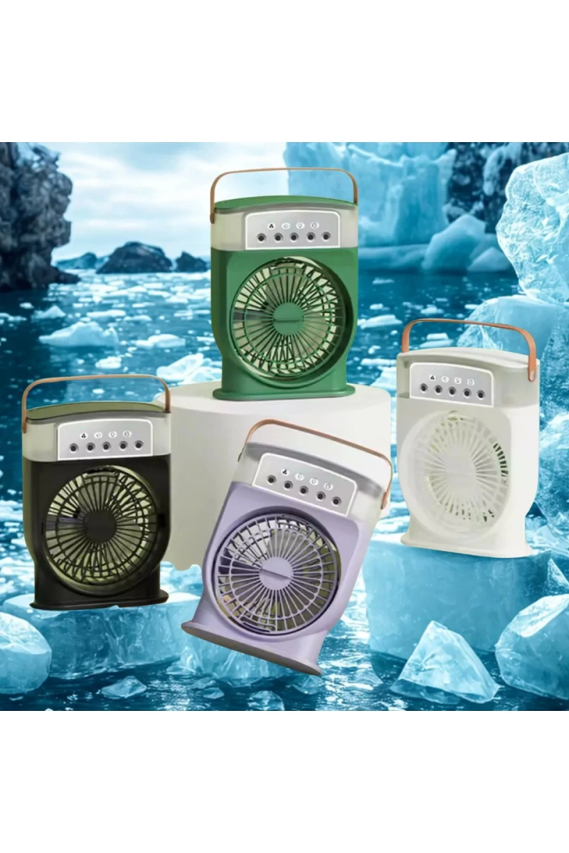 Şarjlı 600 Ml Su Hazneli Taşınabilir Masaüstü Vanilatör Güçlü Fan Ve 2000 Mah Pil Siyah - Görsel 5