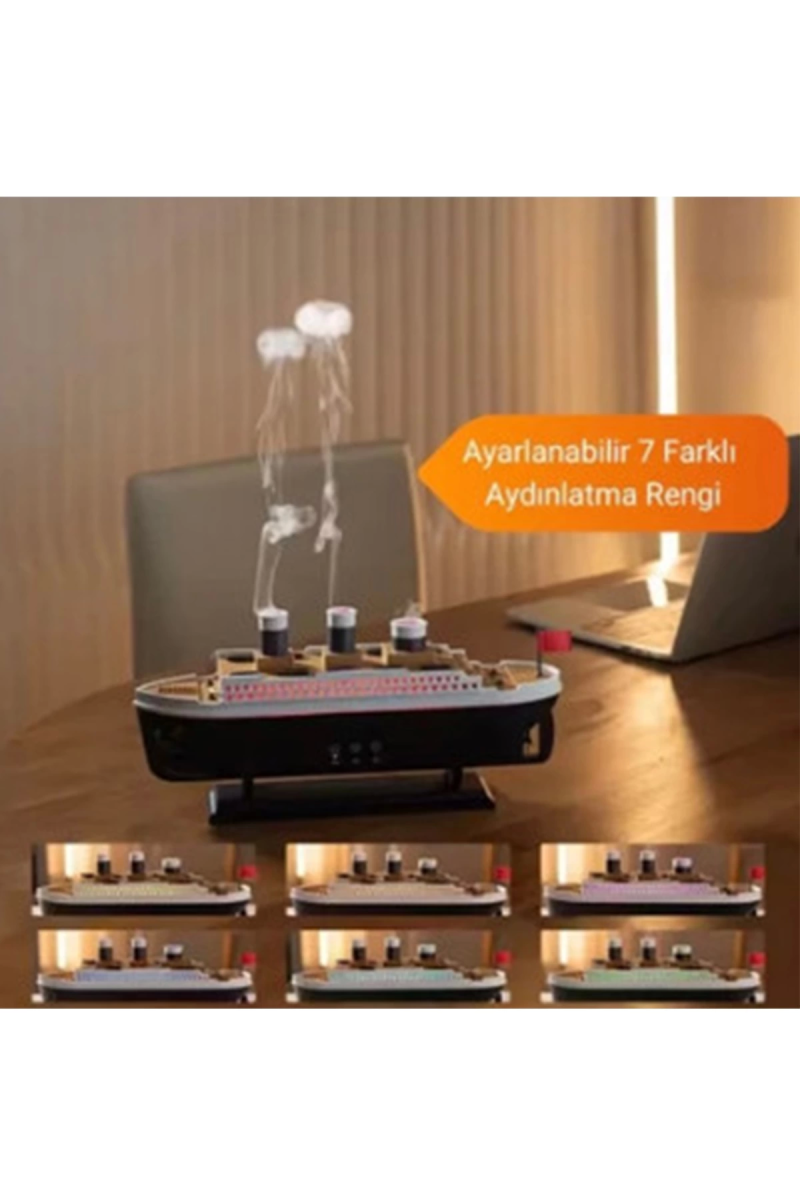 Titanic Gemi Hava Nemlendirici Işıklı Fonksiyonlu Buhar Makinesi Kumandalı - Görsel 2