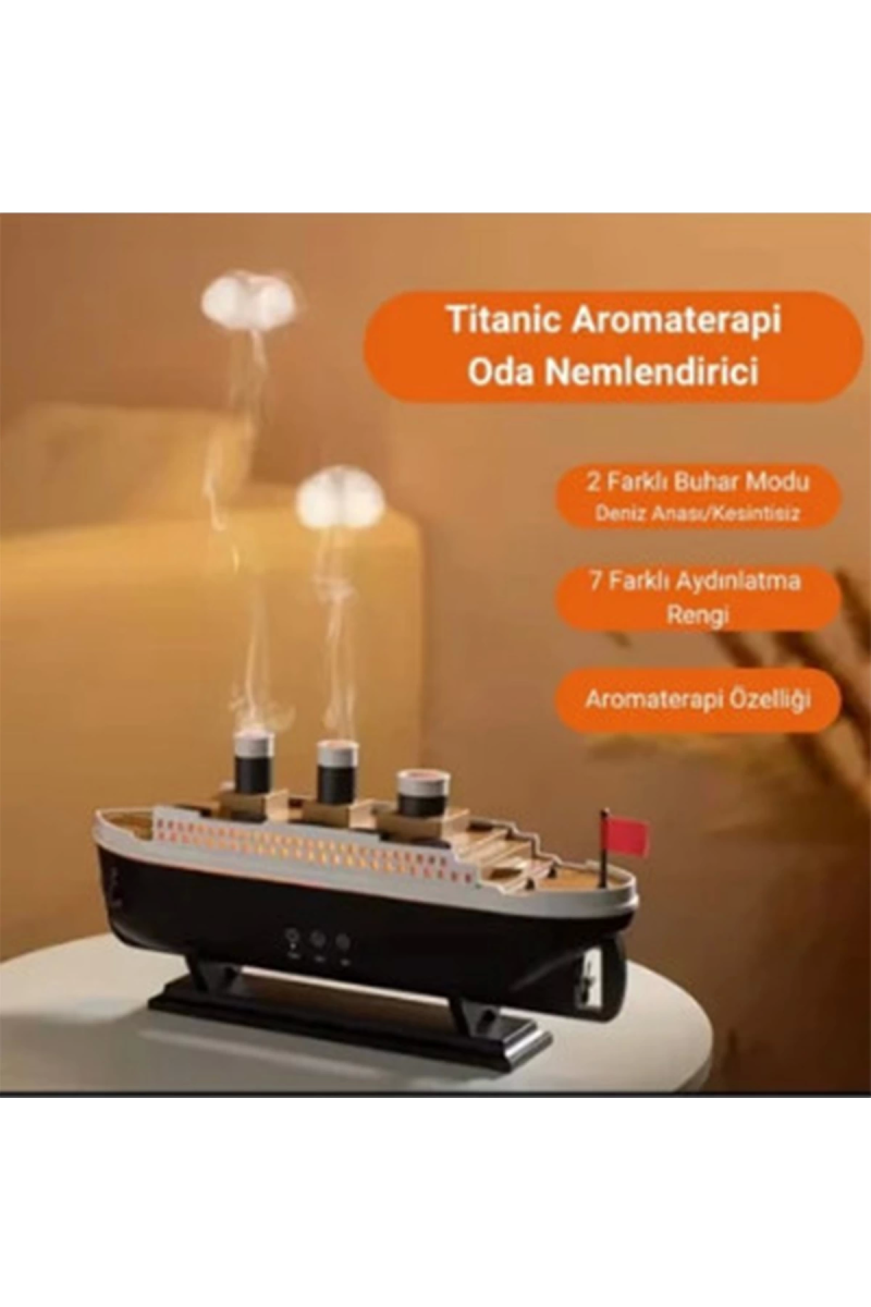 Titanic Gemi Hava Nemlendirici Işıklı Fonksiyonlu Buhar Makinesi Kumandalı - Görsel 3