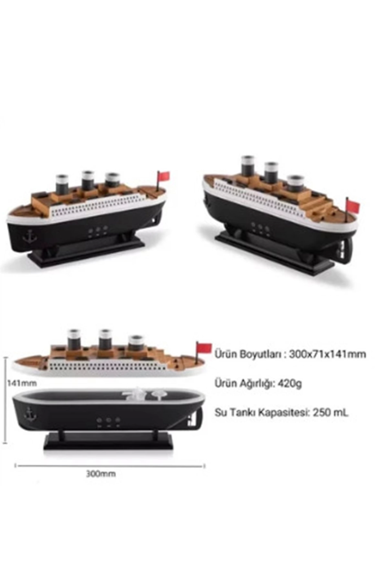 Titanic Gemi Hava Nemlendirici Işıklı Fonksiyonlu Buhar Makinesi Kumandalı - Görsel 5