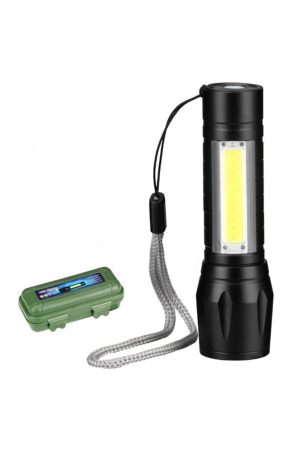 Şarjlı Metal Yağmur Suyu Geçirmez Xpe+ Cob Led'li El Feneri Kapıda Ödeme