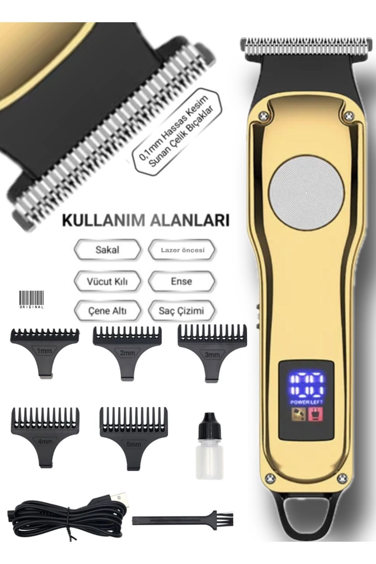 Volemi 00086 Profesyonel Sakal Ense Çizim Epilasyon Öncesi Dijital Göstergeli Tıraş Makinesi Kapıda Ödeme