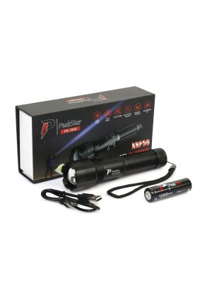 PeakStar Ps-1600 Süper Parlak Led Zoomlu 5 Mod Su Geçirmez Profesyonel Kamp Bekçi Avcı Feneri Kapıda Ödeme
