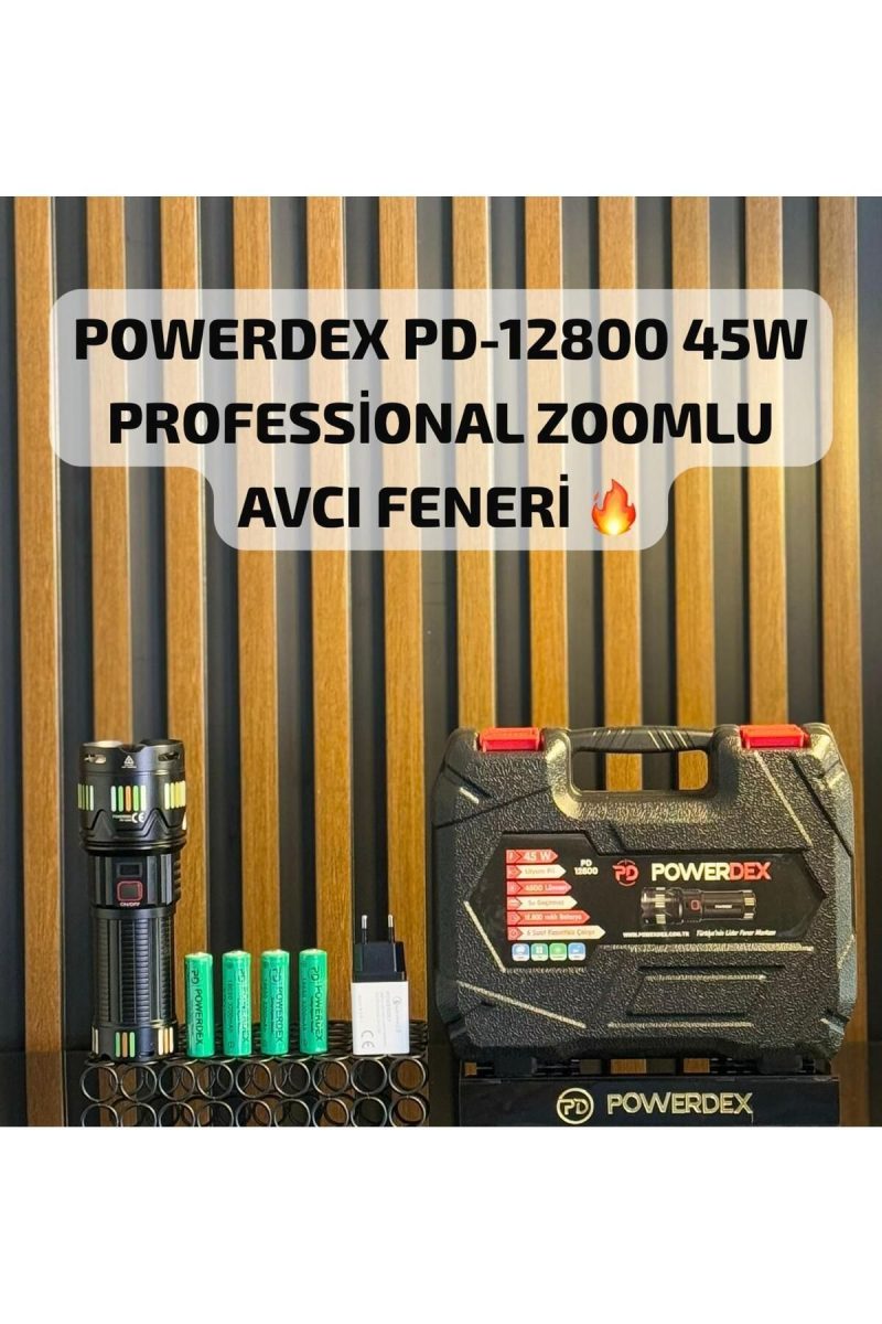 Pd-12800 45 Watt 4500 Lümen Zoomlu Profesyonel Avcı El Feneri Kapıda Ödeme