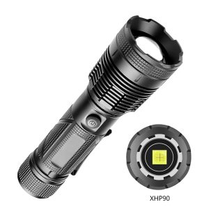 PS-1659 Emniyet Çekicli Şarj Edilebilir XHP90 LED Zoomlu 10000 Lümen Profesyonel Su Geçirmez Powerbank Özellikli El Feneri Kapıda Ödeme