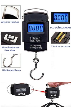 Elektronik Dijital El Kantarı 50 Kg Terazi Tartı 10 Gr Hassasiyet Kapıda Ödeme