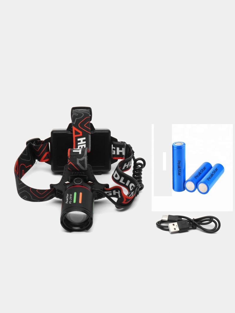 PeakStar PS-2910 Şarjlı Profesyonel Zoomlu Kamp Avcı Balıkçı Kafa Lambası Feneri Kapıda Ödeme - Görsel 4