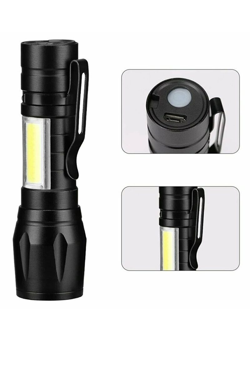 Ultra Güçlü Usb Şarjlı El Feneri Kutulu Kamp Feneri Avcılık Feneri Kapıda Ödeme - Görsel 3