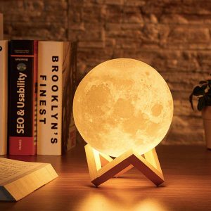 3D LED Ay Gece Lambası Aydınlatma Sarj Edilebilir Lamba 15 cm kapıda ödeme