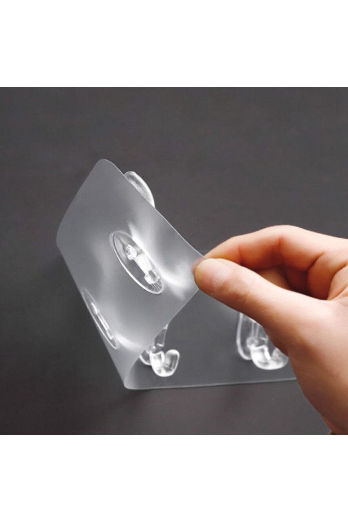 6'li Yapışkanlı Şeffaf Duvar Askısı Banyo Mutfak Düzenleyici Askı Pratik Kanca Askılık Kapıda Ödeme - Görsel 3