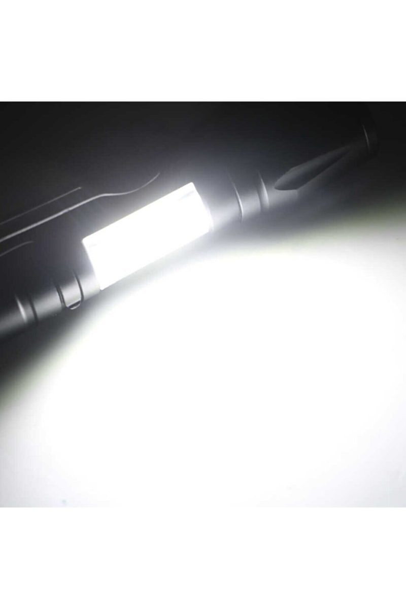 Ultra Çift Yönlü Güçlü Pilli Led El Feneri 2000 Lümen + 6w Cob Led Su Geçirmez Zoomlu 3 Modlu Kapıda Ödeme - Görsel 2