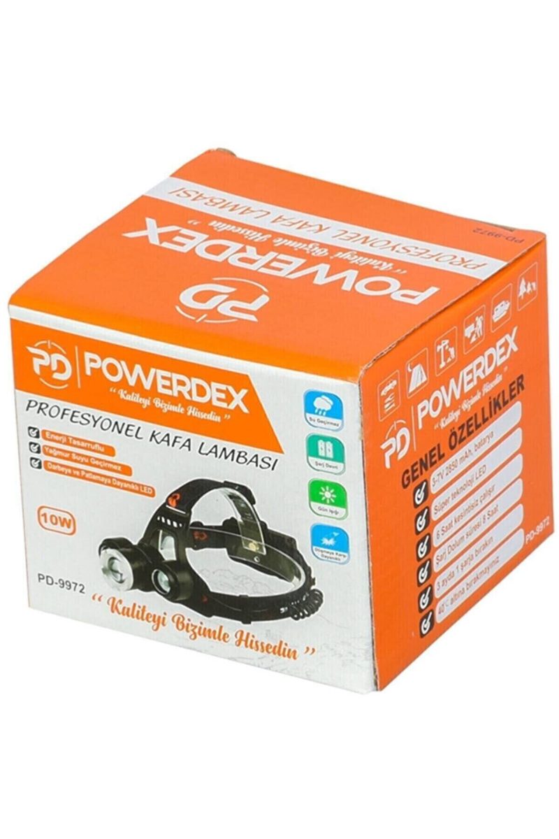 Powerdex 10 W Şarjlı Metal Yağmur Suyu Geçirmez Kafa Lambası - Feneri Kapıda Ödeme - Görsel 2