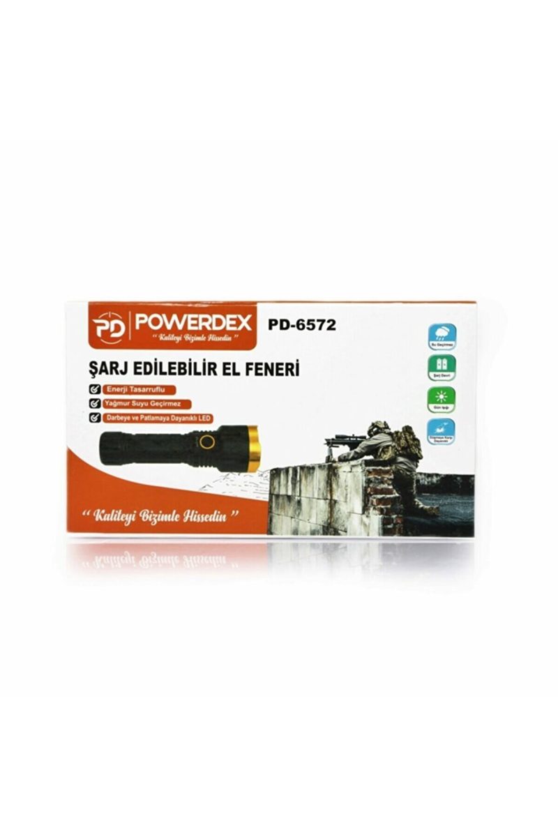 Powerdex-6572 El Feneri Yağmur Suyu Geçirmez 10 W Şarjlı Led Kapıda Ödeme - Görsel 2