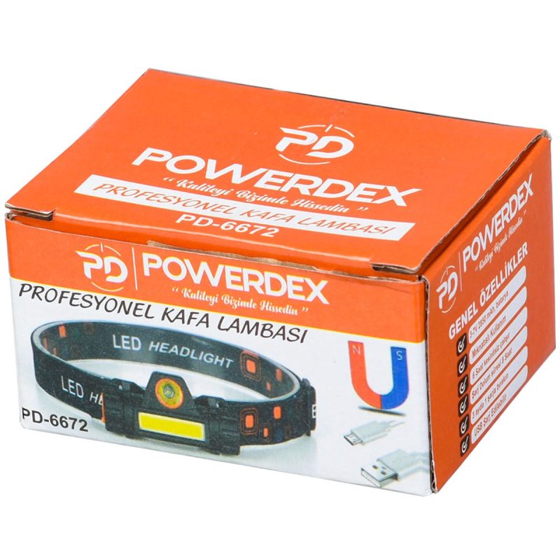 POWERDEX PD-6672 Şarjlı Mıknatıslı Su Geçirmez Kafa Lambası Kapıda Ödeme - Görsel 4