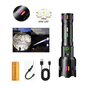 PS-9885 Profesyonel Zoomlu 50W Şarjlı Powerbank Avcı Polis El Feneri Kapıda Ödeme