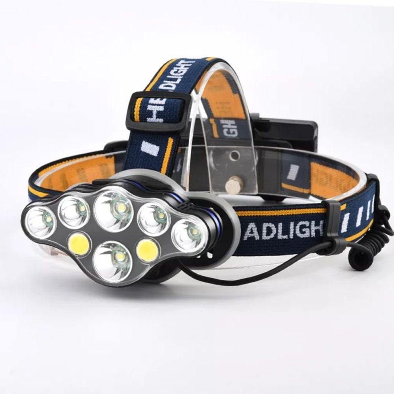 PS-888 Güçlü USB Şarj Edilebilir Profesyonel 8 Modlu 6000 Lümen 8 LED Su Geçirmez Kafa Lambası Kapıda Ödeme - Görsel 2