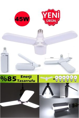 Pervane Ampül 45 W 3 Kollu Katlanır Pervane Led Ampül Tasarruflu Kanatlı Led Kapıda Ödeme