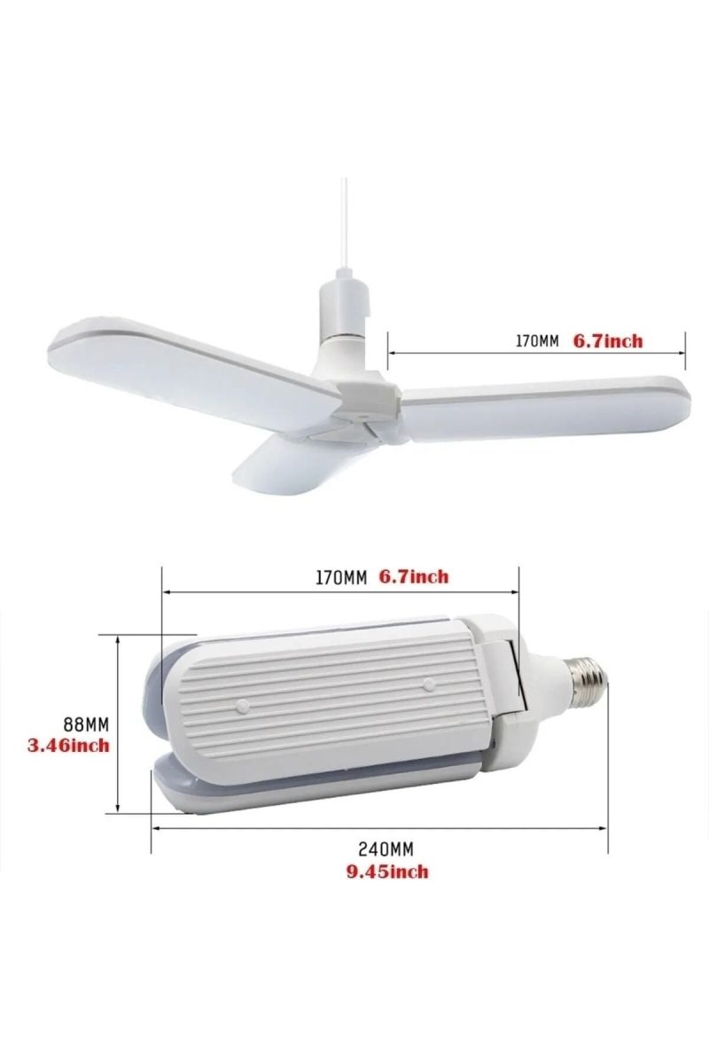 Pervane Ampül 45 W 3 Kollu Katlanır Pervane Led Ampül Tasarruflu Kanatlı Led Kapıda Ödeme - Görsel 2