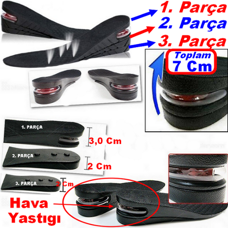 Hava Yastıklı Boy Uzatıcı Tabanlık Tam Boy (7 cm) kapıda ödem