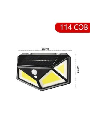 114 Ledli Solar Güneş Enerjili Bahçe Aydınlatması Hareket Sensörlü Lamba 3 Modlu Cob Led kapıda ödem