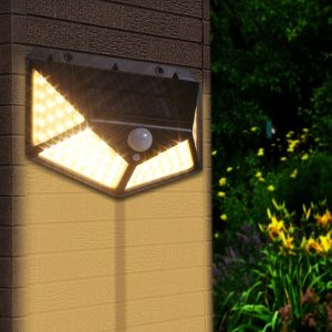 Gün Işığı Sarı Led Hareket Sensörlü Güneş Enerjili Led Aydınlatma Dış Mekan Bahçe 100 Led Li kapıda ödem