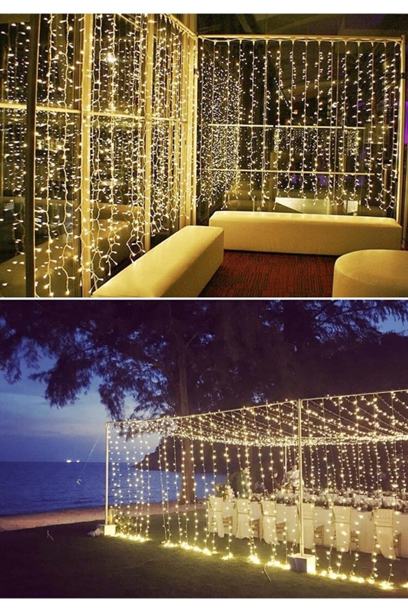 8 Fonksiyonlu 2.5 X 2.5 Metre Perde Led 12 Saçaklı 180 Ledli Kablolu Fişli Kapıda Ödeme - Görsel 3