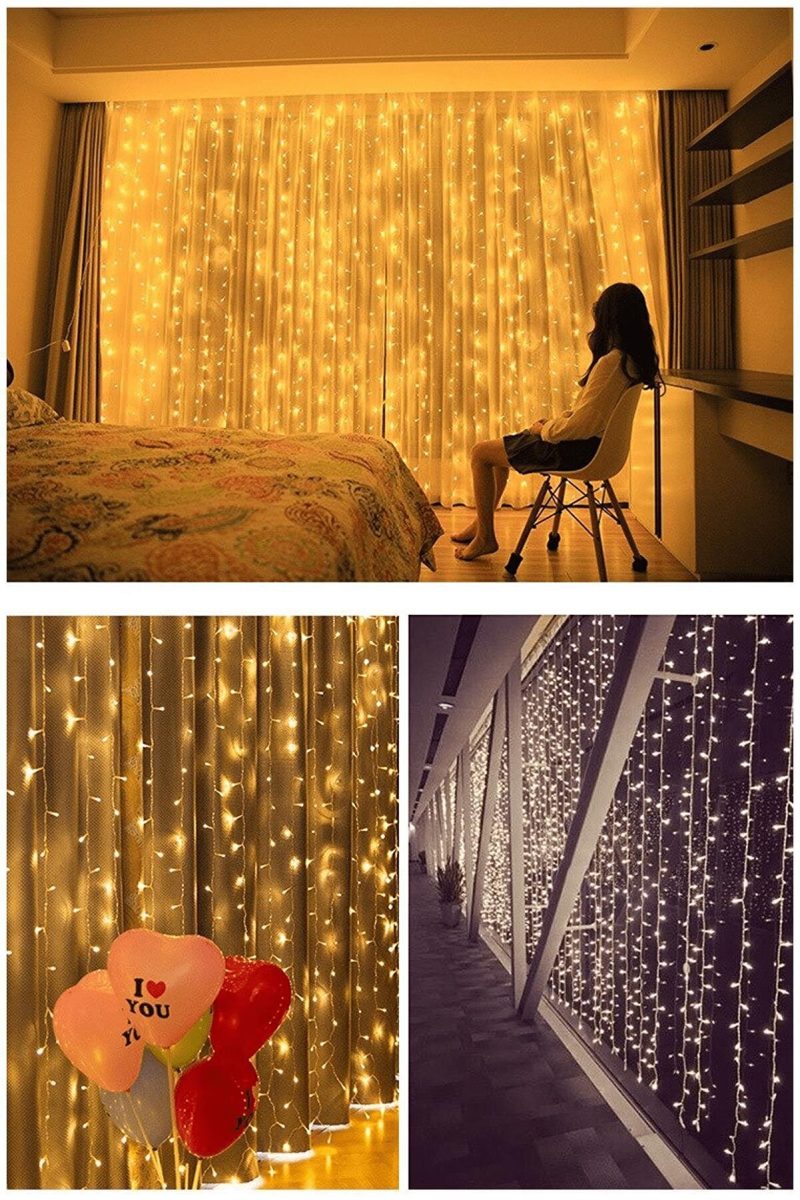8 Fonksiyonlu 2.5 X 2.5 Metre Perde Led 12 Saçaklı 180 Ledli Kablolu Fişli Kapıda Ödeme - Görsel 4