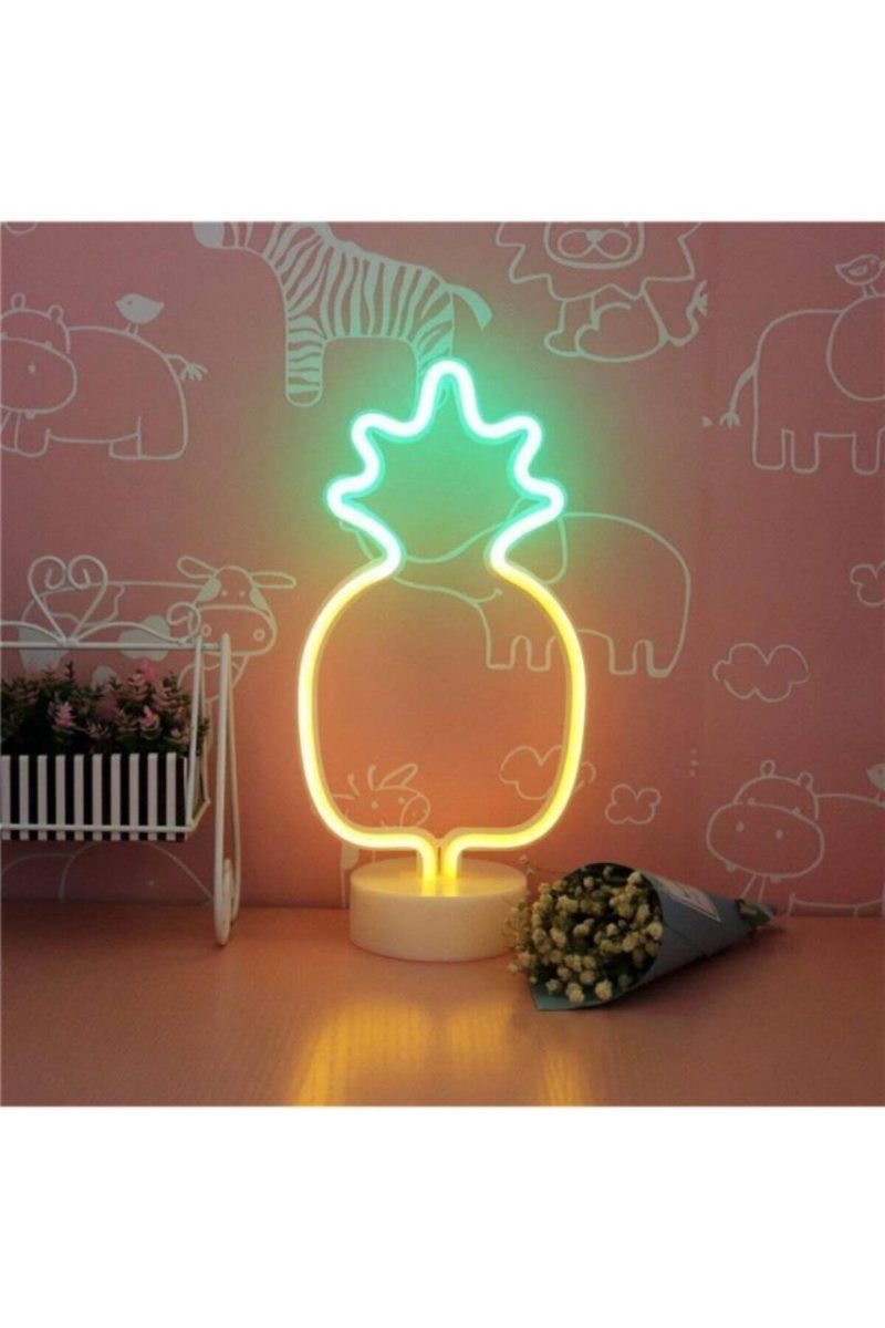 Ananas Model Neon Led Işıklı Masa Lambası Dekoratif Aydınlatma Gece Lambası Kapıda Ödeme - Görsel 3