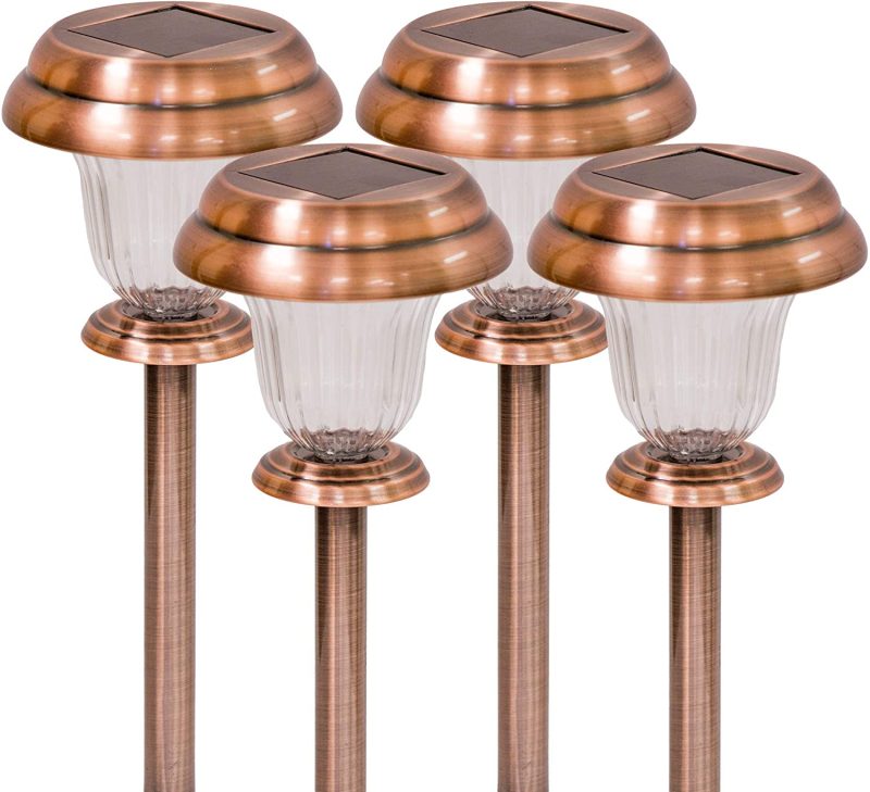 Bronz Görünümlü Güneş Enerjili Solar Bahçe Lambası 4 Lü Set Kapıda Ödeme - Görsel 3