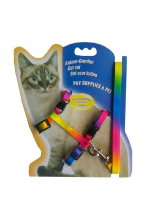 Gökkuşağı Kedi Boyun & Göğüs Tasması kapıda ödem