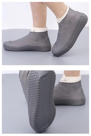Gri Silikon Yağmur Koruyucu Ayakkabı Kılıfı Kaymaz Su Kir Geçirmez Large (40-46) kapıda ödem