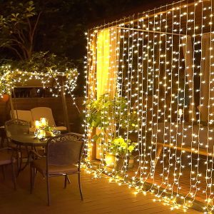 8 Fonksiyonlu 2.5 X 2.5 Metre Perde Led 12 Saçaklı 180 Ledli Kablolu Fişli kapıda ödem