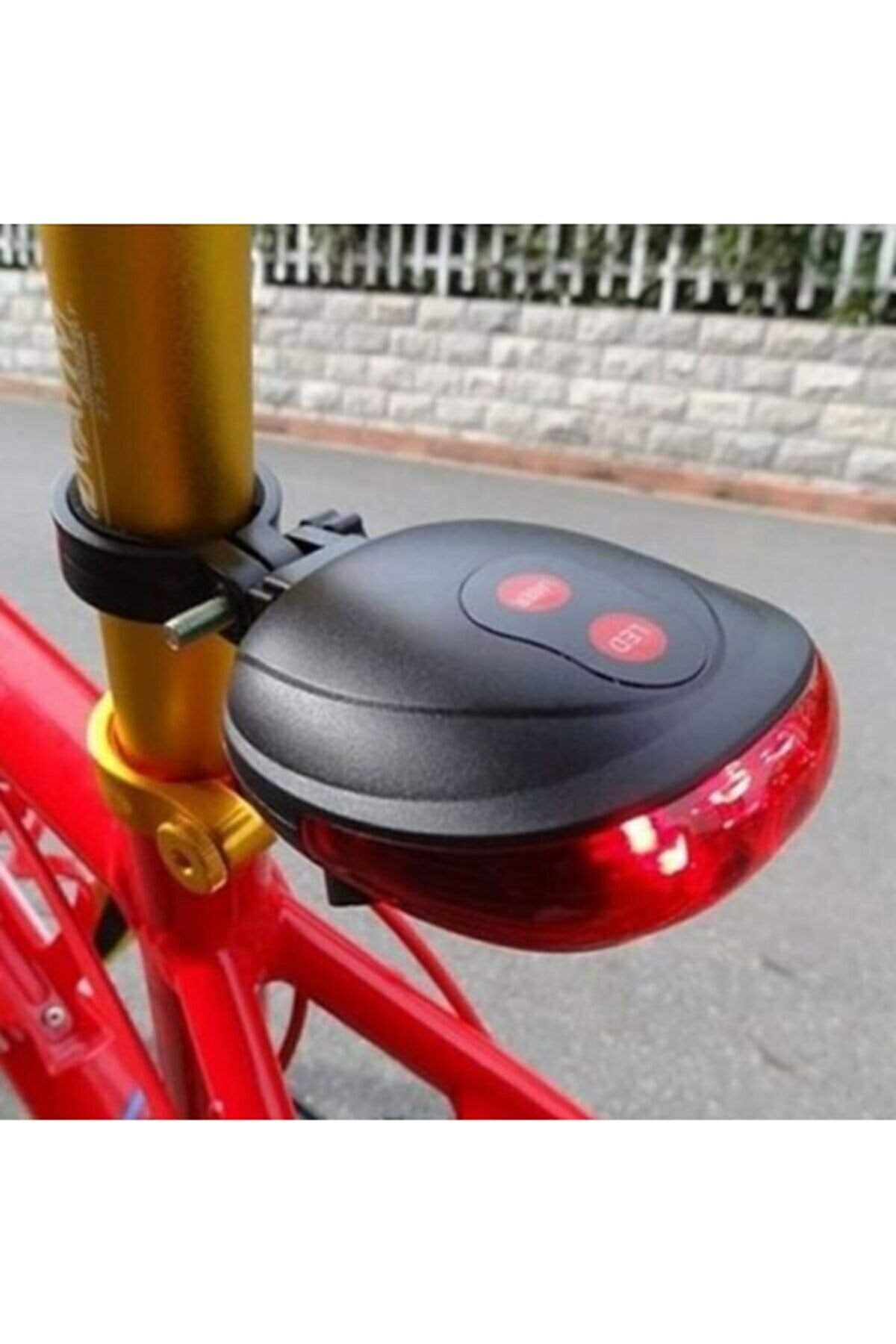 Güvenli Lazer Şeritli Bisiklet Arka Stop Lambası Kapıda Ödeme - Görsel 4