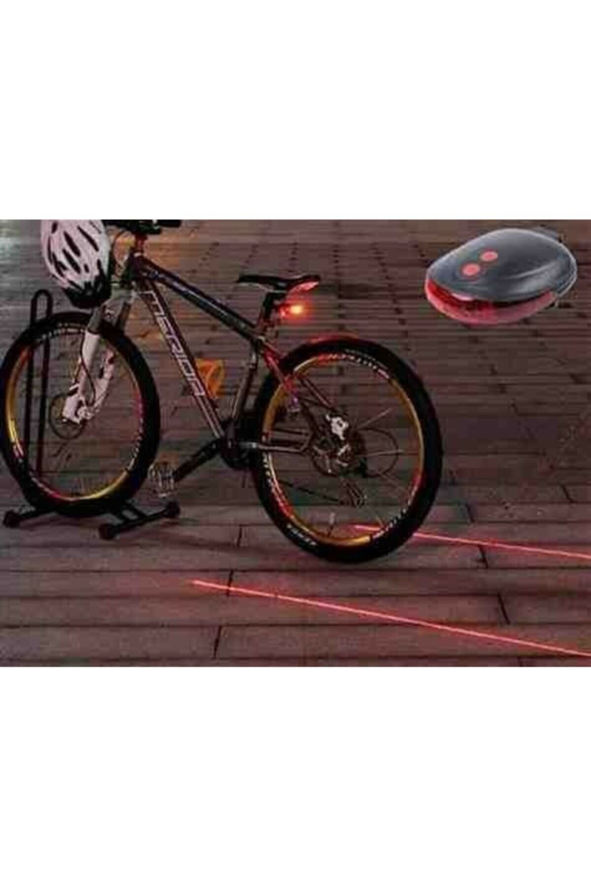 Güvenli Lazer Şeritli Bisiklet Arka Stop Lambası Kapıda Ödeme - Görsel 3