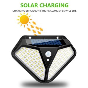 Hareket Sensörlü Güneş Enerjili Led Aydınlatma Dış Mekan Bahçe 102 Led Li kapıda ödem