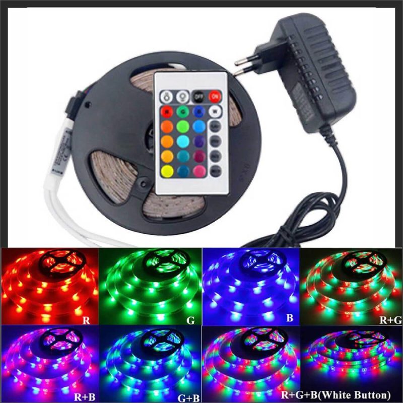 Rgb Şerit 5 Metre 16 Renkli Kumandalı Adaptörlü Çift Taraflı Bant - Görsel 3