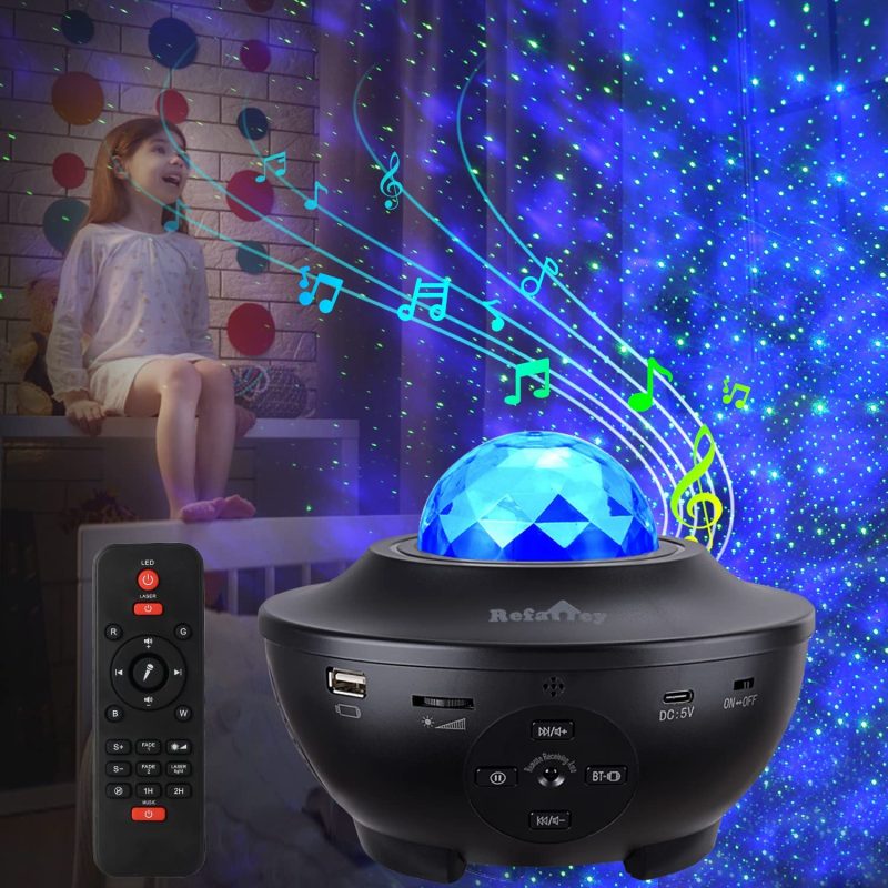 Starry Projektör Bluetooth Hoparlör+Sese Duyarlı Disko Topu+ USB Mp3 Çalar+Parti, Gece Lambası - Görsel 3