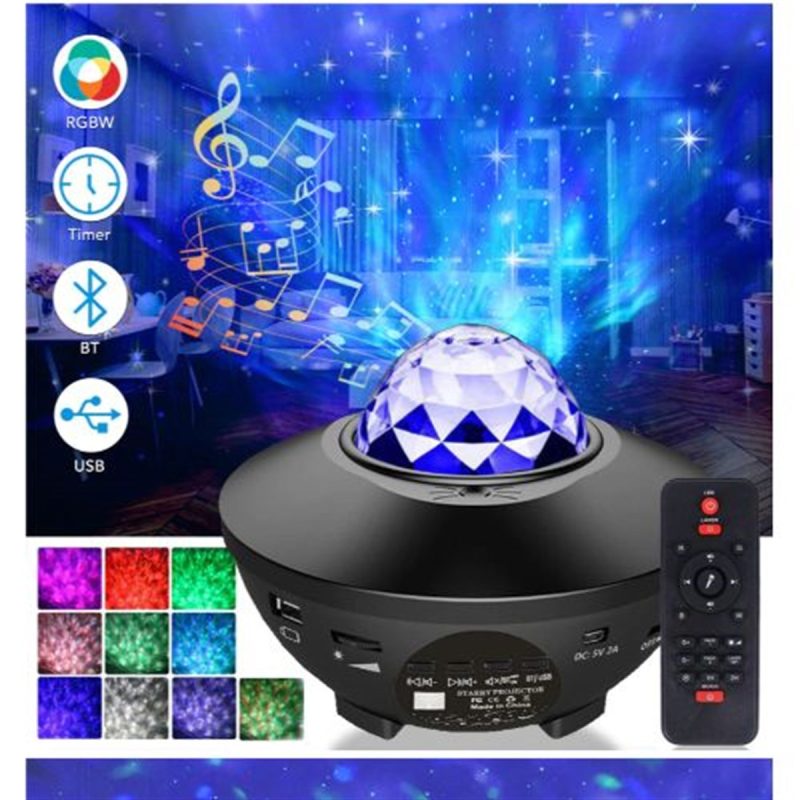 Starry Projektör Bluetooth Hoparlör+Sese Duyarlı Disko Topu+ USB Mp3 Çalar+Parti, Gece Lambası - Görsel 5