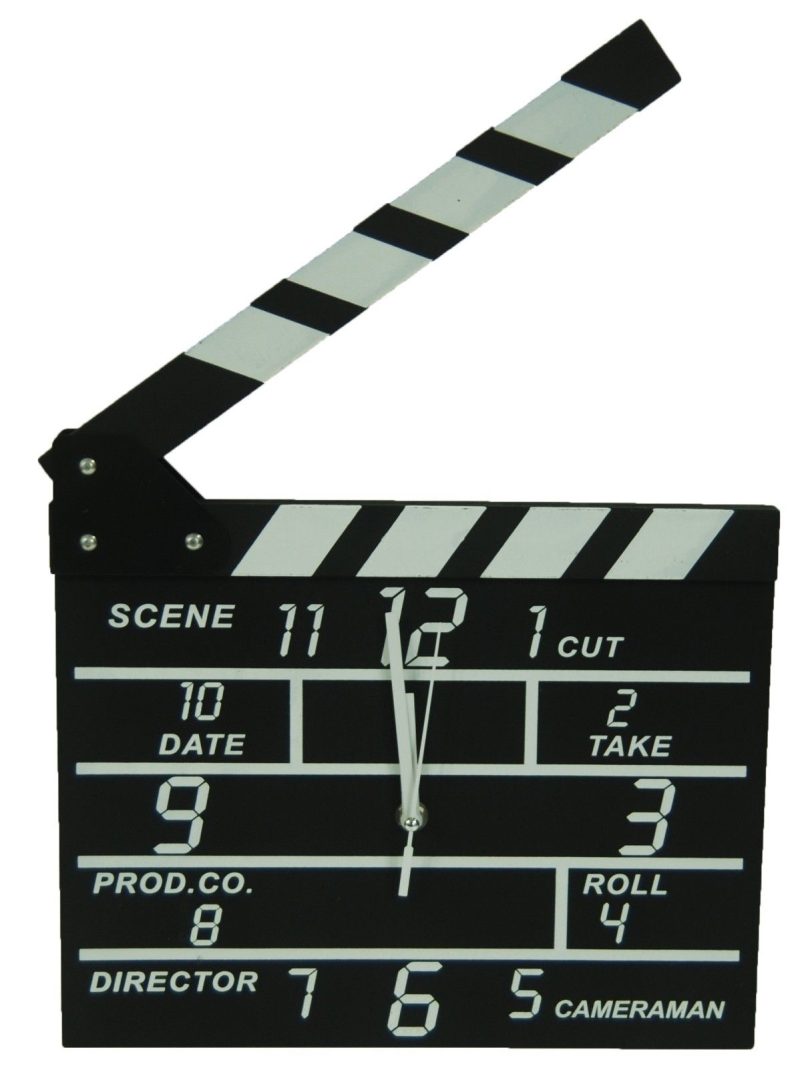 Clapperboard Clock  Analog Klaket duvar Saati kapıda ödeme