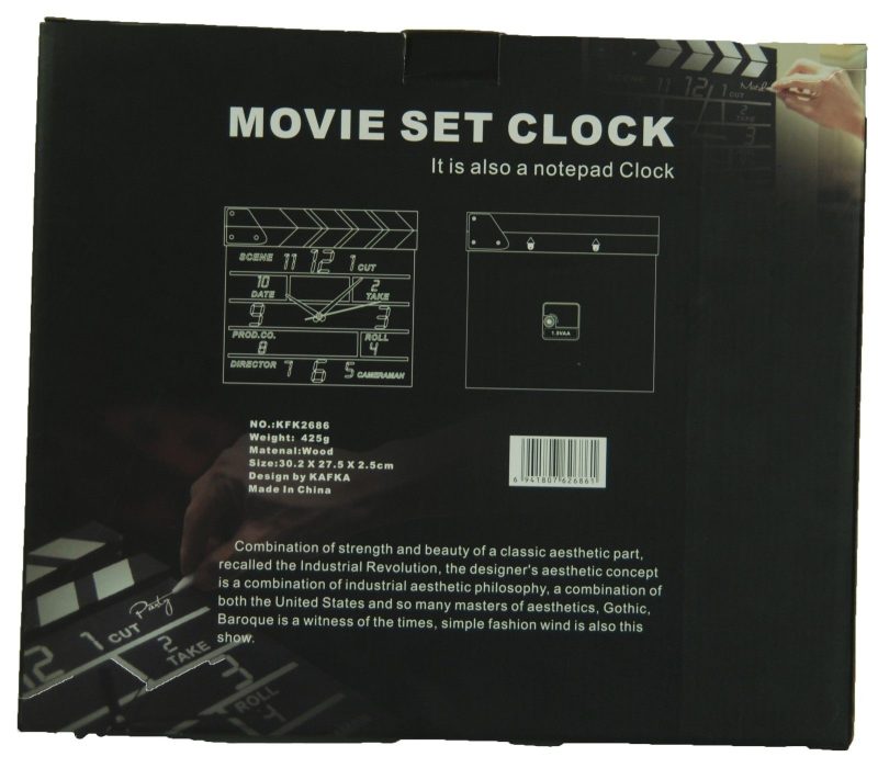 Clapperboard Clock  Analog Klaket duvar Saati - Görsel 4