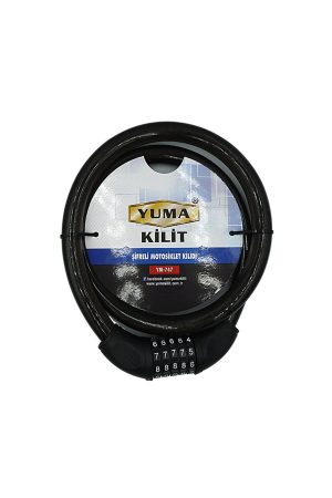 Yuma YM-747 120cm 20mm 5 Şifreli Siyah Motorsiklet Kilidi Kapıda Ödeme