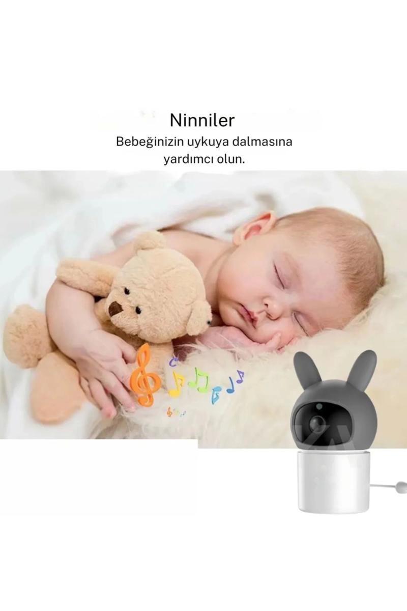 Bebek Kamerası Kumandalı Monitörlü Karşılıklı Konuşma Özellikli , Hatırlatıcılı Ip Bebek Kamerası - Görsel 4